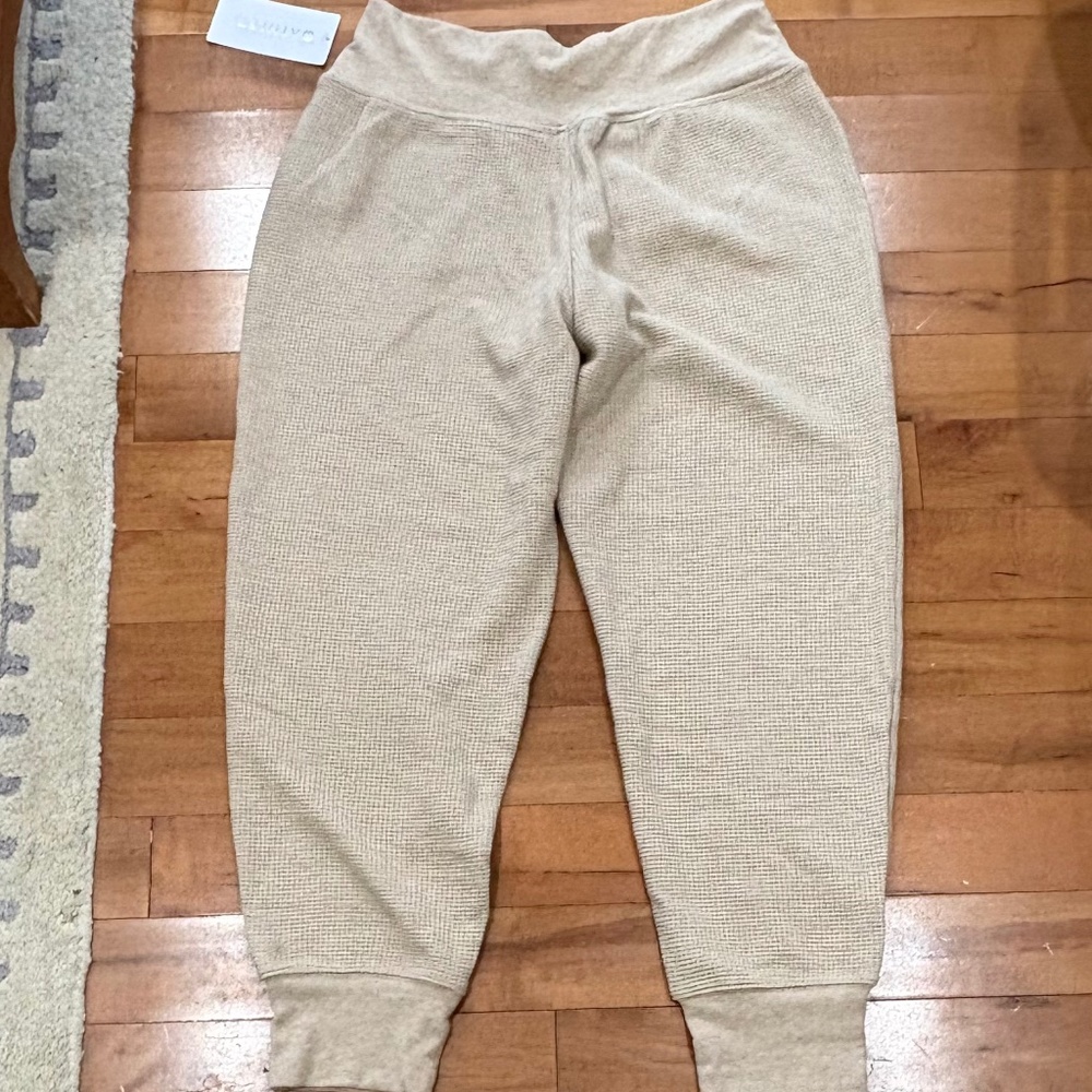 ATHLETA Women's COASTER LUXE WAFFLE HIGH RISE JOGGER Dune Heather Large - Picture 4 of 8